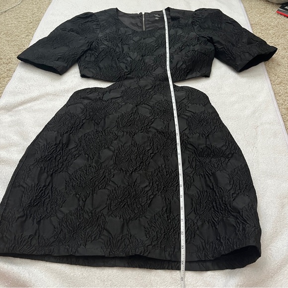 Lulus Romantic Reunion Black Jacquard Cutout Short Sleeve Mini Dress Size Small - Picture 8 of 10
